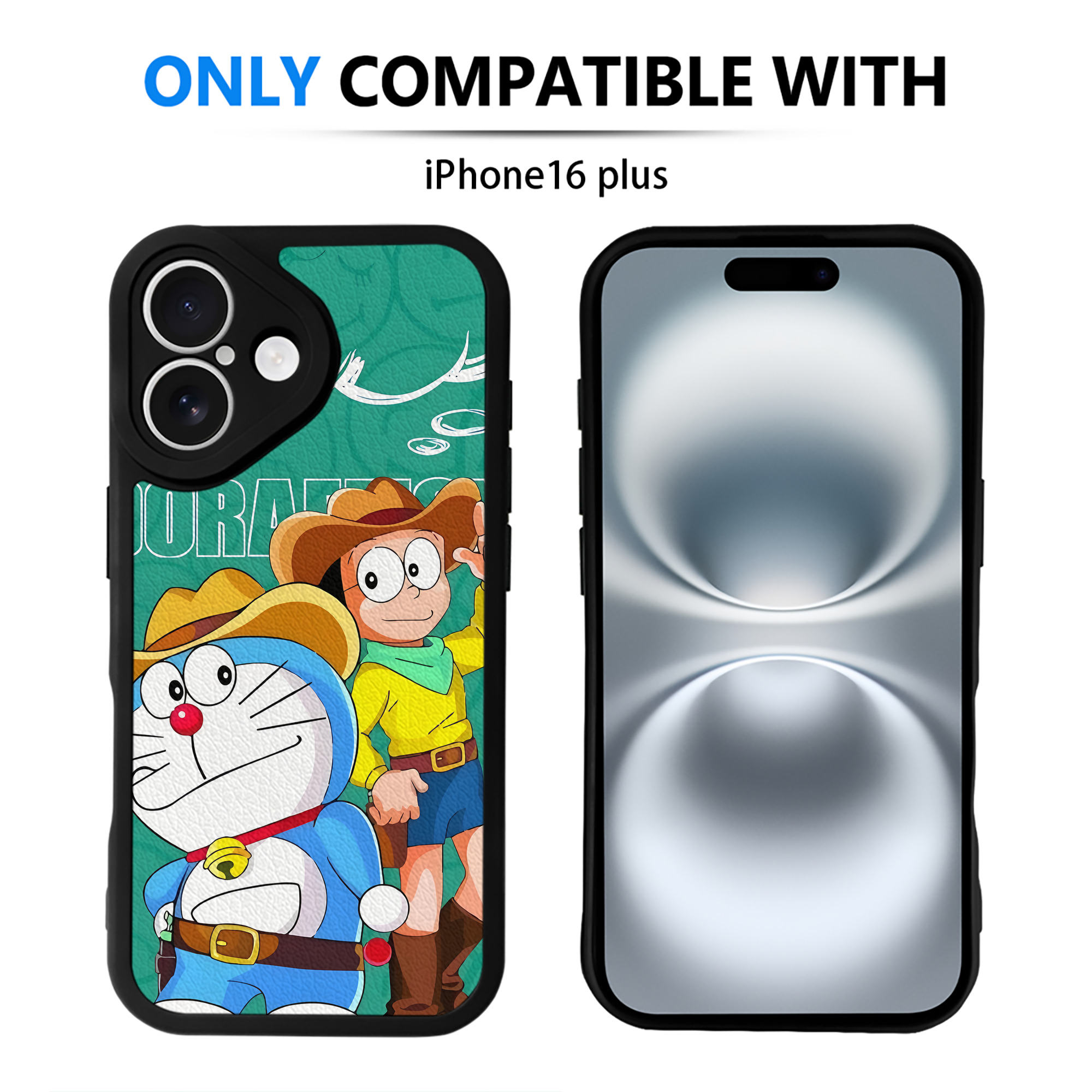 （画像用） ドラえもん Doraemon 【iPhone 16シリーズ対応】シリコンスマホケース（レザー調） 材質：シリコン